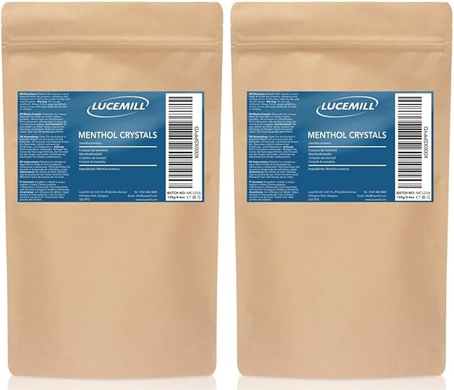 250g (2x125g) Menthol Crystals - 100% Natural, Soothing & Refreshing - Cold Flu Symptoms
