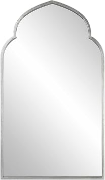 Moss + Fig Jasmine Arch Mirror | Arched Wall Mirror in Silver Finish 22 in. W x 38 in. H x 1 in. D | Silver Arch Top Mirror