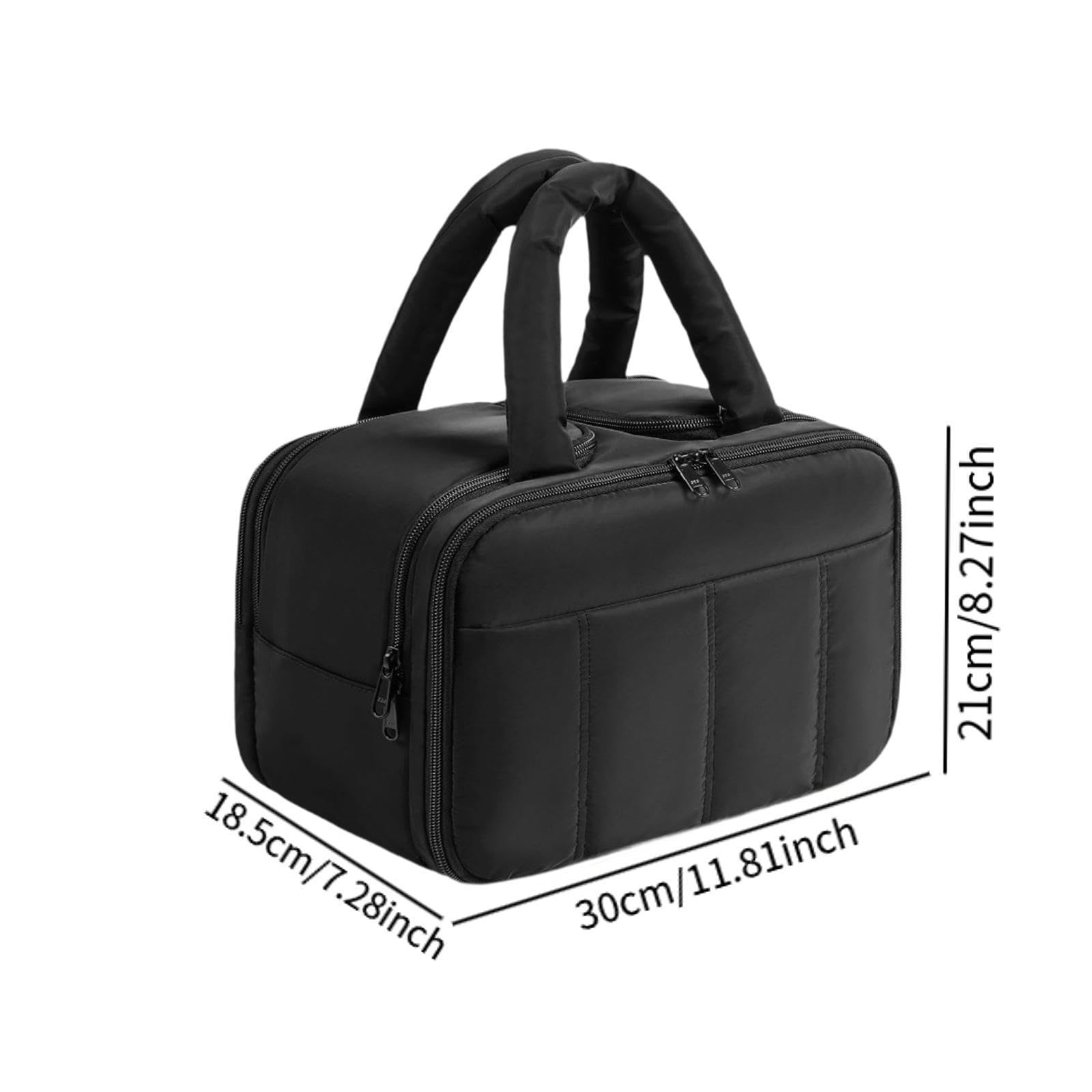 Neceser Organizador de Maquillaje, Bolsa Impermeable con Compartimento Y Cremallera, Poliéster, Apto para Mujeres Y Hombres, Negro