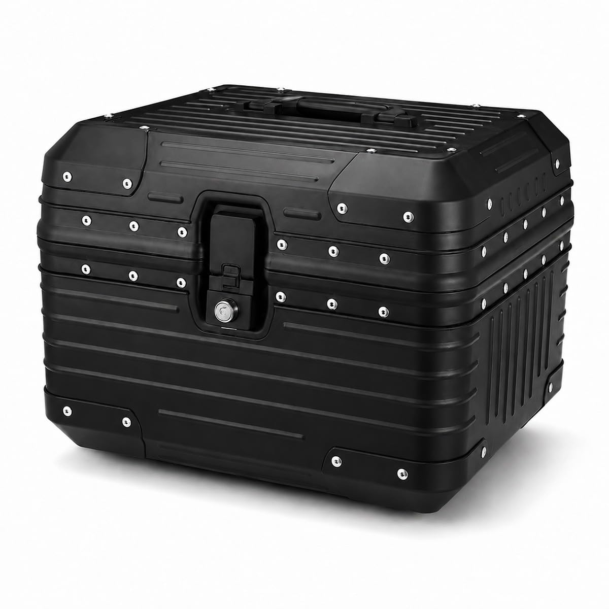 Baannaww Motorcycle Top Box 42x33x31cm ABS Rear Storage Case with Key Lock Mounting Plate Padded Liner Universal Luggage Trunk for Scooter E Bike Commuting Touring Daily Travel Routes Rides