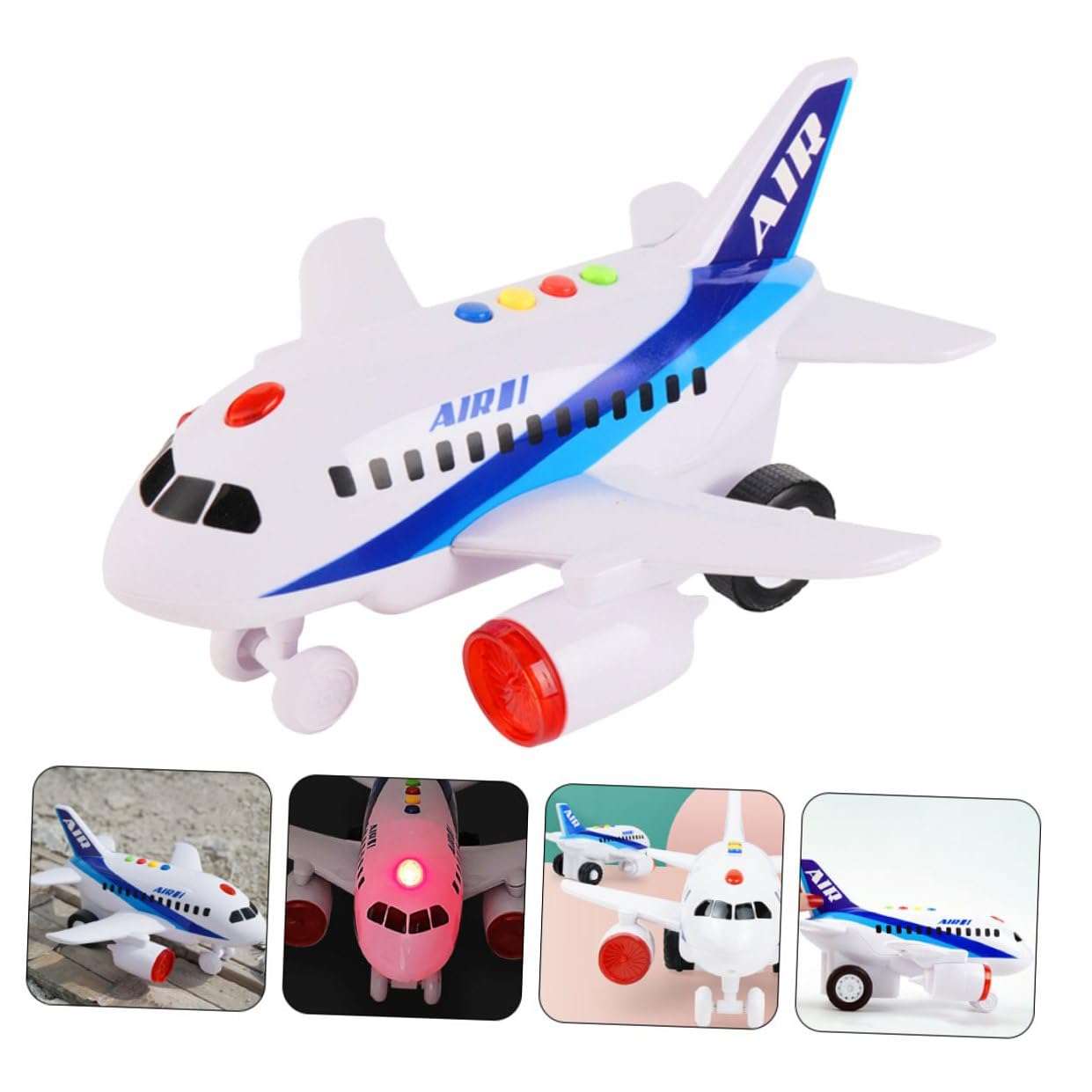 Avión de Juguete Inercial para Pequeños, Modelo Compacto y Ligero, Juguete Educativo Temprano Luces Brillantes, sin Batería, Adecuado para Bebés y Desarrollo Motriz