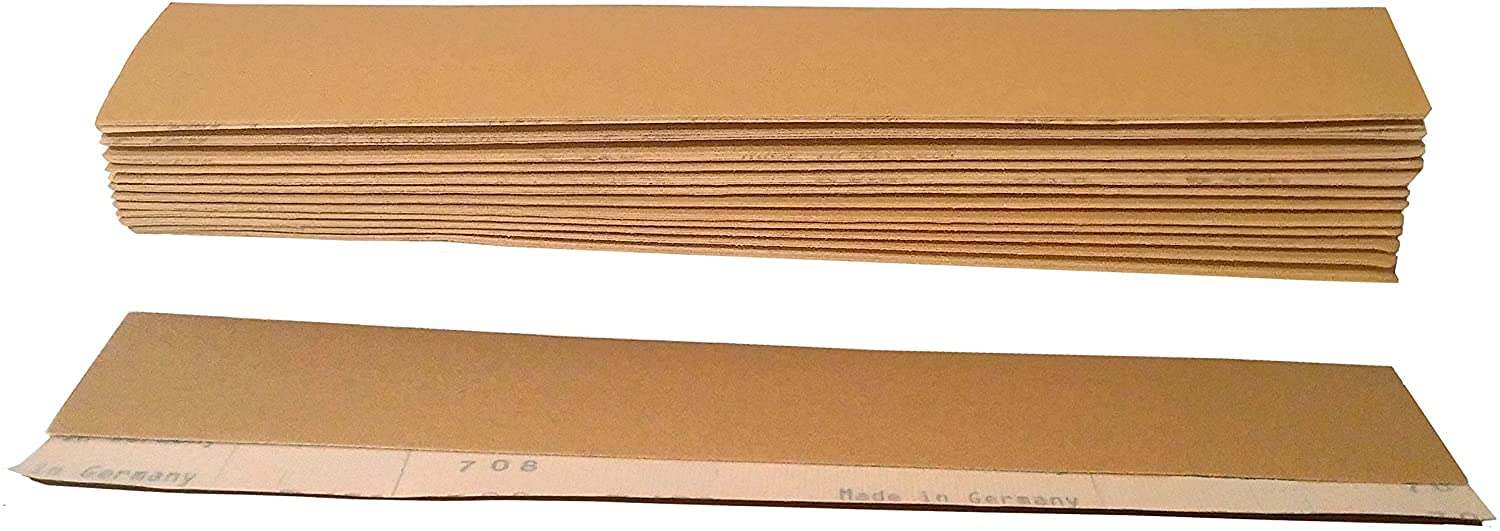 Starcke Premium Gold Aluminum Oxide Longboard Sanding Sheets 2-3/4 x 16-1/2 Inch - Hook And Loop Sandpaper For Wood, Auto Body, Paint, Metal, And