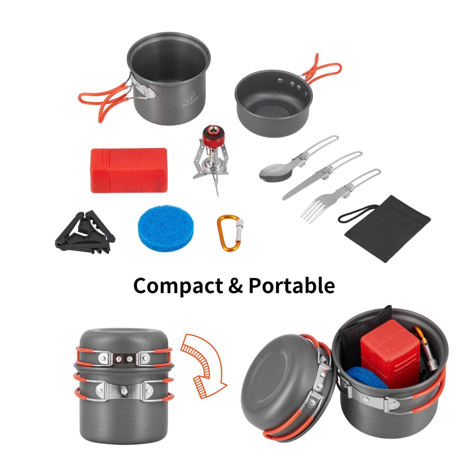SuoKom Camping Ensemble de Cuisine en Aluminium Portable pour Extérieur Cuisson Pan Randonnée Bbq Pique-Nique
