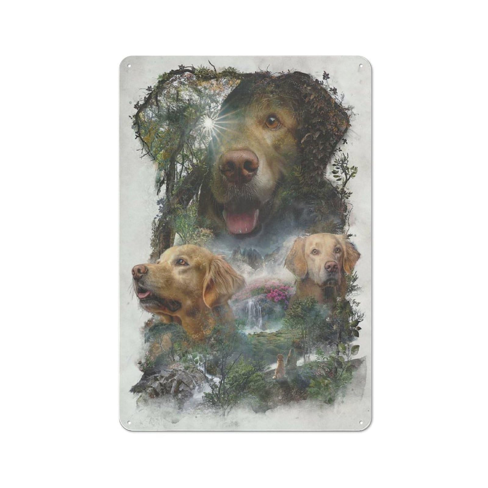 Golden Retriever Metal Wall Plaque for Travel Lovers, Birthday, Housewarming Or Christmas Gift, 30x20cm