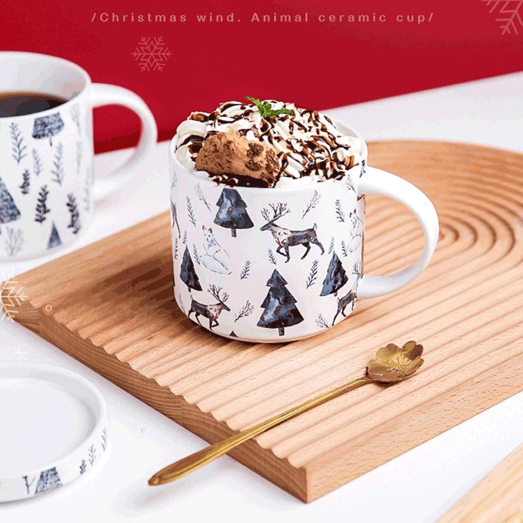 Tasse Kaffeebecher Multifunktionsbecher, Große 15,1-Unzen-Kaffeetasse Mit Deckel, Weihnachtlicher Mikrowellengeeigneter Trinkbecher for Milchkaffeesaft Teetasse Kaffeetassen (Color : Animal)