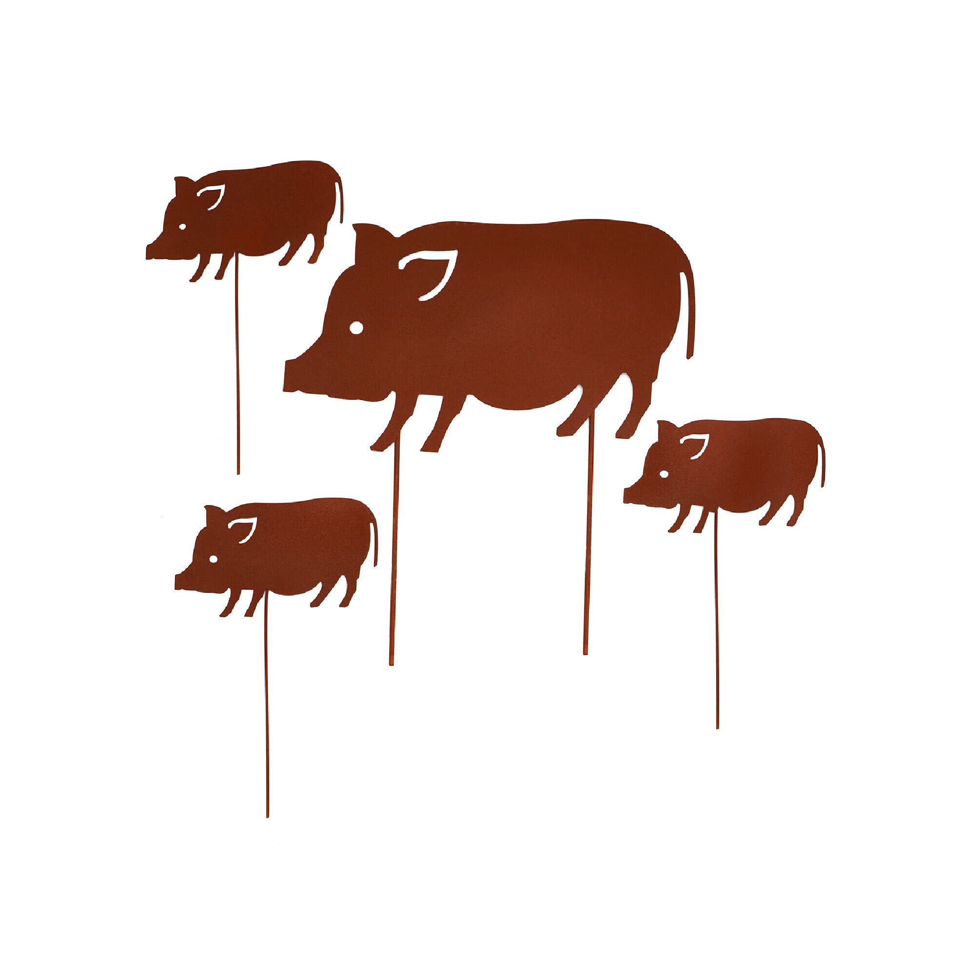 Garden Famille De Canards Lot De 4 Piquets De Jardin Aspect Rouille En