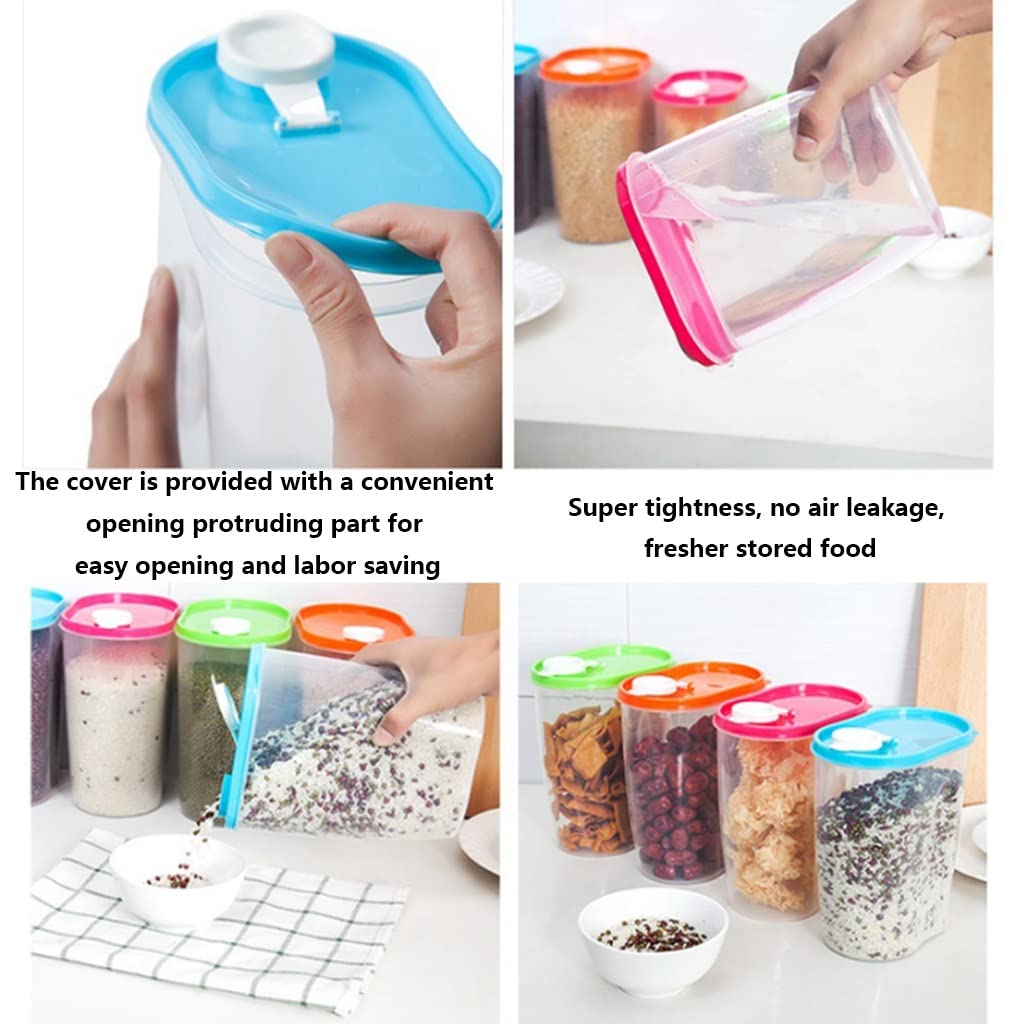 Dispensa Distributore di cereali della cucina, serbatoio di stoccaggio del distributore del cibo asciutto con il coperchio Deposito di plastica nel barattolo ermetico for la cucina domestica Sigillato