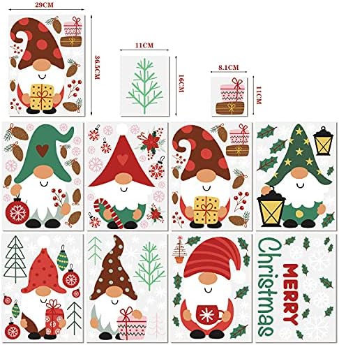 LOKIPA Christmas Window Stickers,8 Sheet Christmas Gnome Window Cling Decals for Windows Decorations