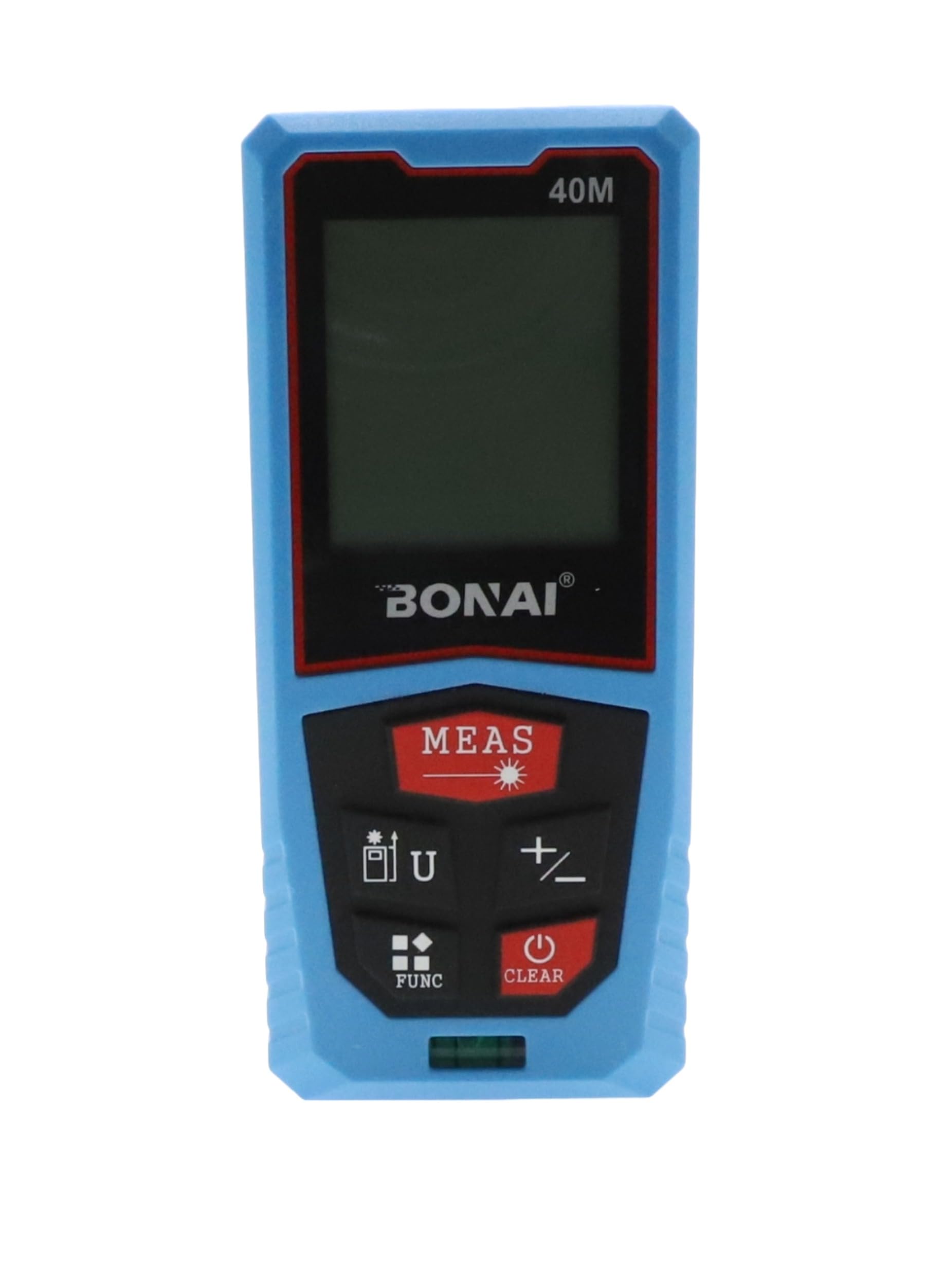 Bonai 40M Laser Distance Measure Meter with 1 Bubble Level, Min/In/Ft Unit Switching, LCD Backlit Display, Pythagorean Mode, Area and Volume