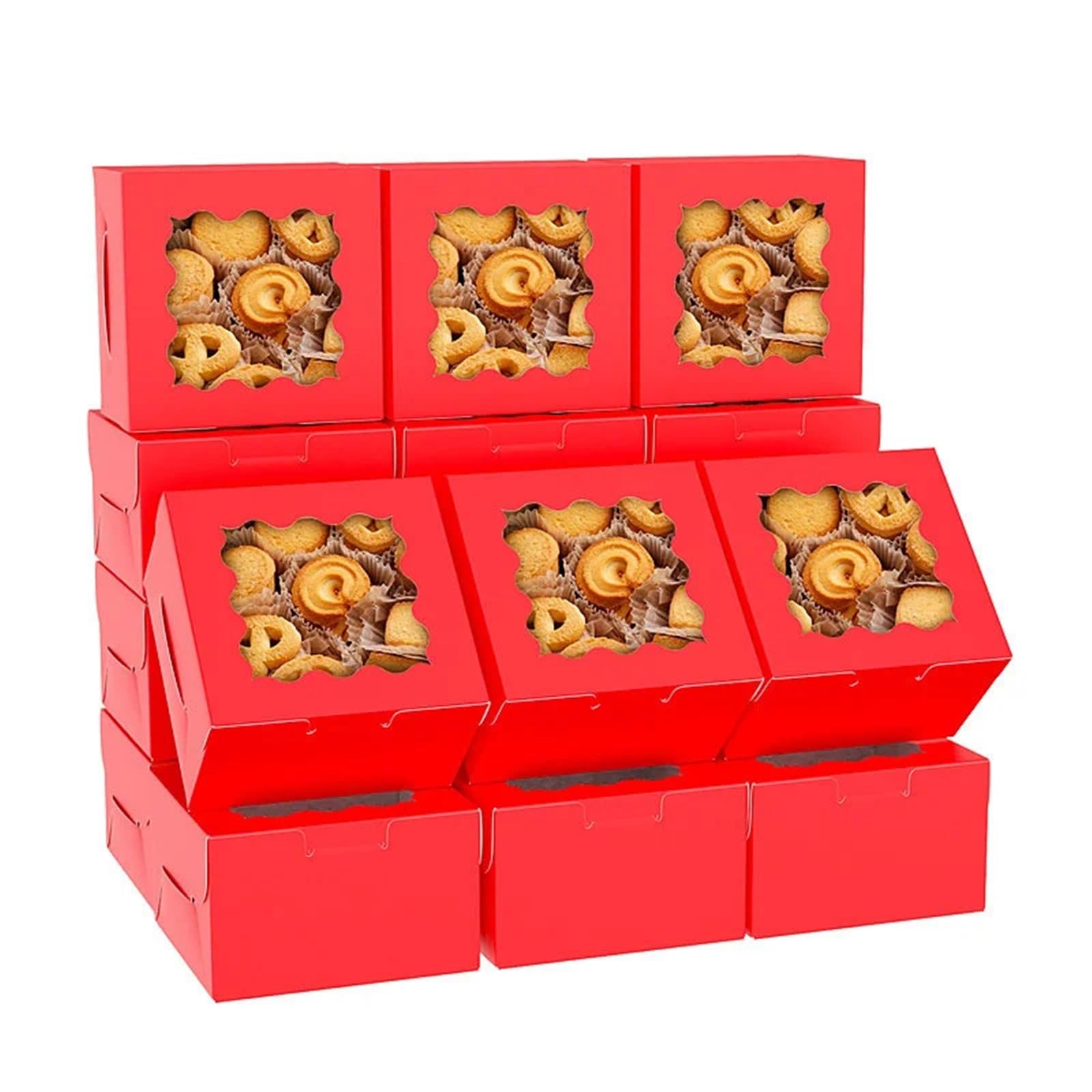 Caja Para Galletas Con Ventana StoBag-caja de papel Kraft Color 20 piezas con ventana, embalaje pequeño for pastel, postre, galletas, donut(Random)
