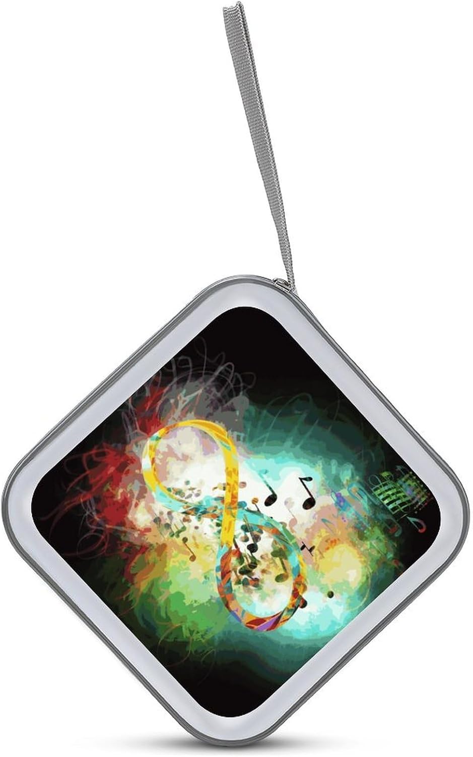Abstract Music Symbol Plastic CD Case, 40 Capacity DVD Case Portable Zipper Holder with Handle, CD Storage Box for Car Home Office Travel image 3