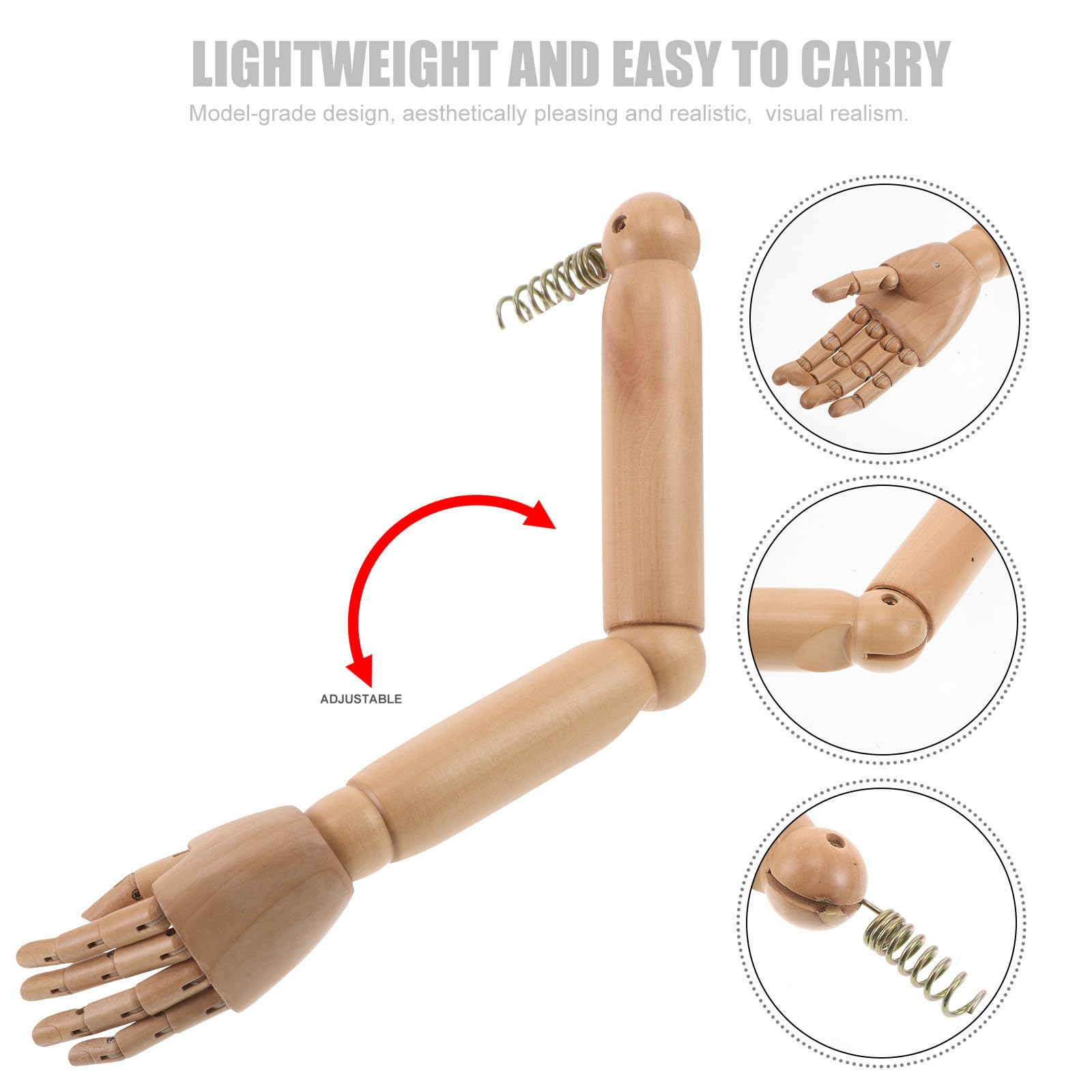 TOYANDONA 1paire Bras de Mannequin Bois Naturel Articulé Remplacement Flexible avec Joints pour Accessoires Prothétiques et Projets Artistiques Modèle Moyen Réaliste pour Affichage et Jeux
