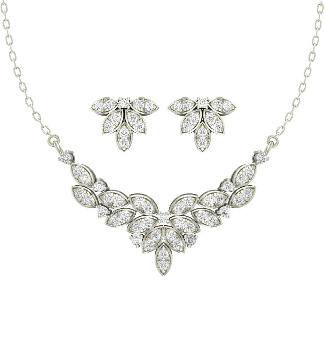 925 Sterling Silver Elsie Pendant Earring Chain Jewellery Set | Platinum Plated, Swiss Zirconia | Gift for Women & Girls-image-36