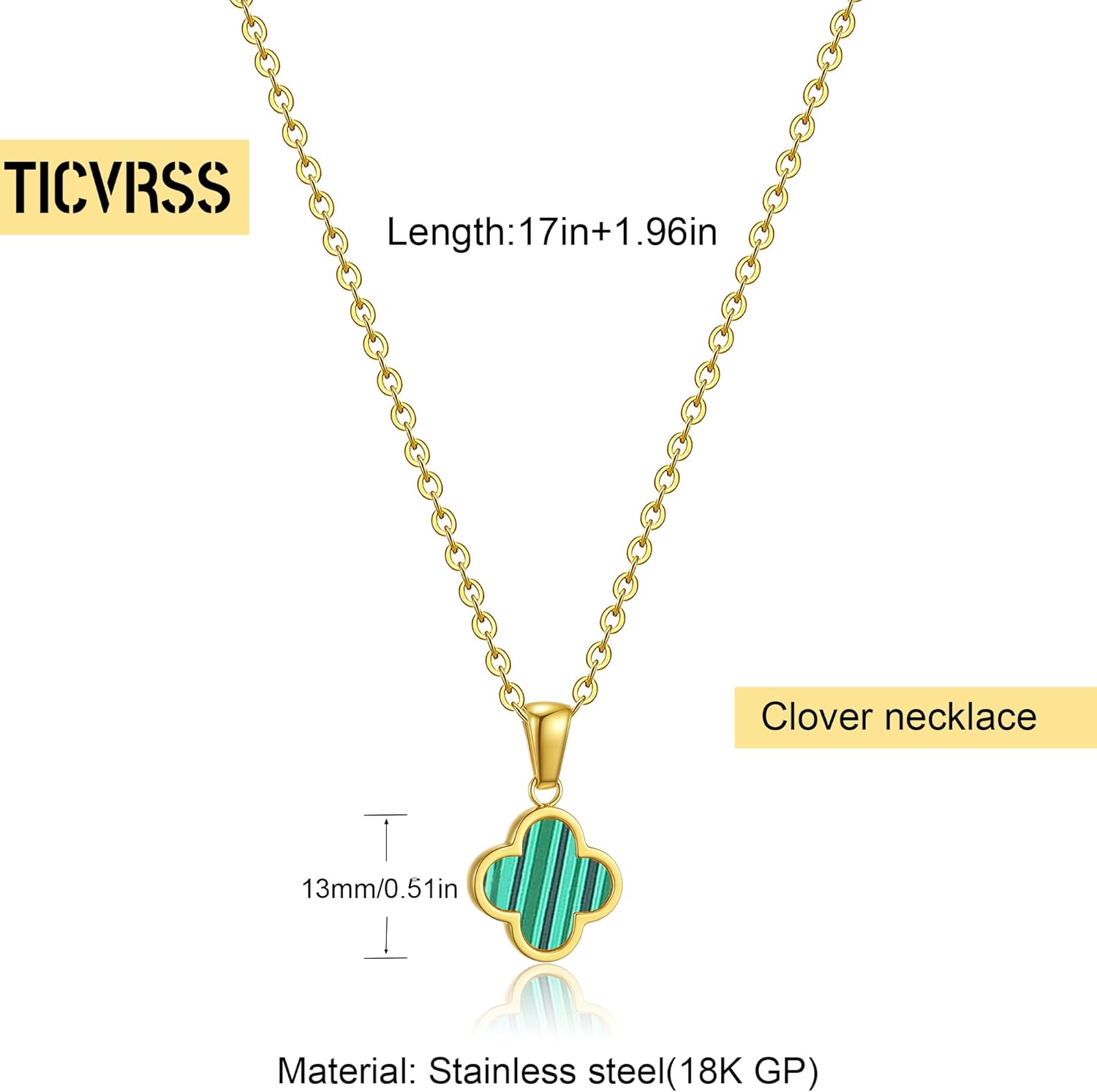 Clover Necklace for Women 18K Gold Plated Four Leaf Clover Pendant Necklaces Lucky Jewelry Gifts for Women - Image 2
