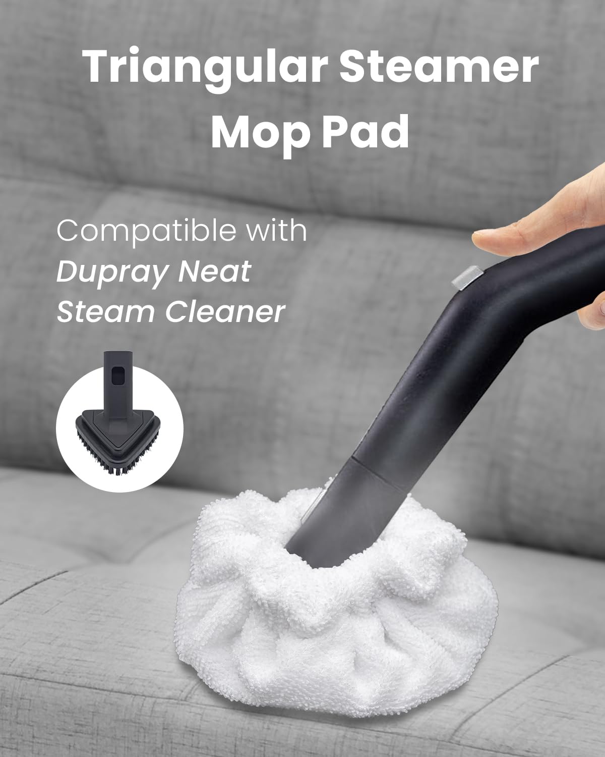 RunnoClean - Accesorios para limpieza a vapor, capó pequeño (triángulo) compatible con limpiador de vapor Dupray Neat, almohadillas reutilizables para mopa de vapor de precisión, paquete de 3