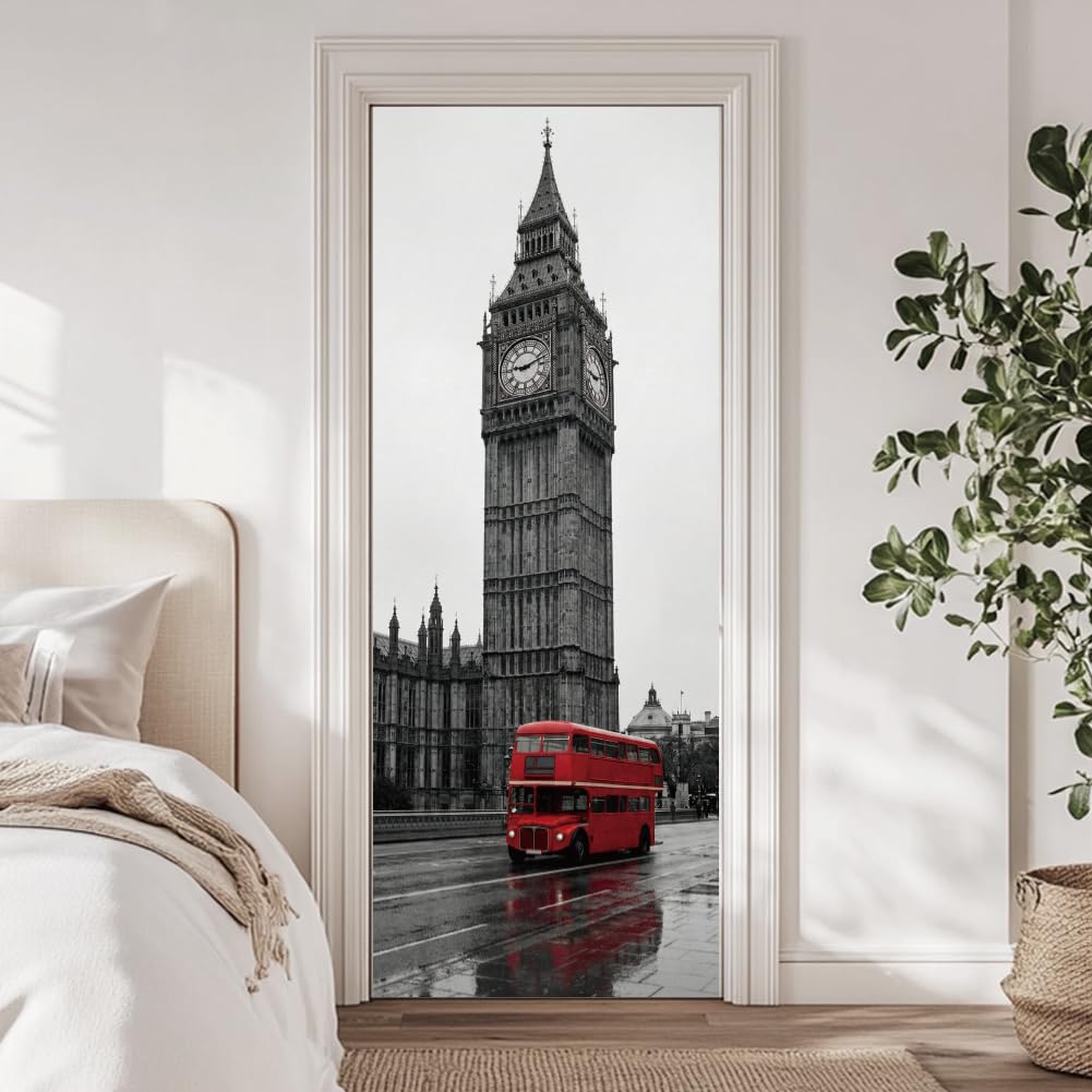 arricraft 2 Pcs 3D Self-Adhesive Door Sticker, 31.5"x78.7" Lake in The Mountains Decorations Door Murals Stickers PVC Removable Wallpaper Decoration for Bedrooms Living Room — image 1
