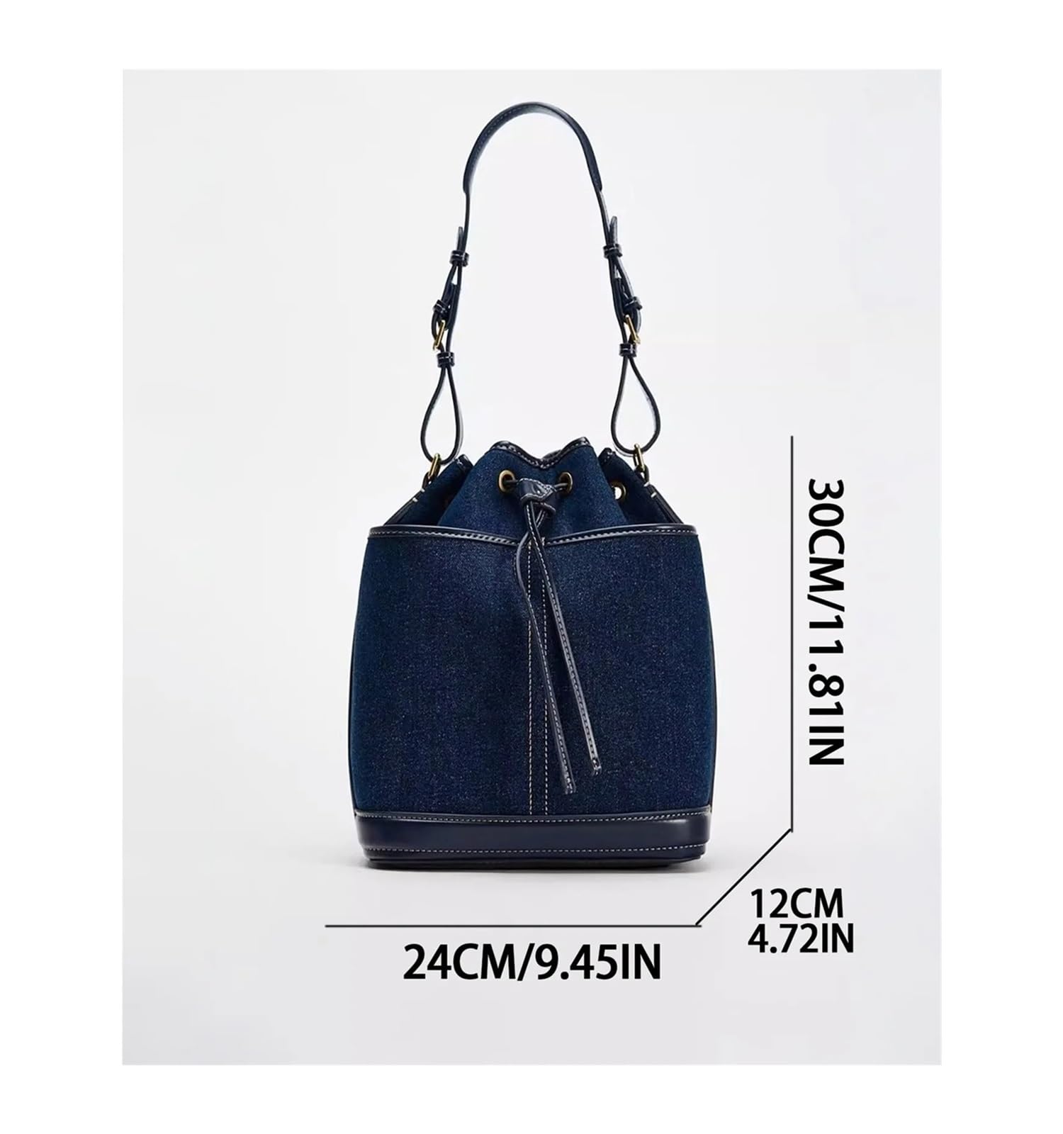 Borsa Jeans Borsa a tracolla in denim autunno/inverno, borsa a secchiello in tela, in Shopping