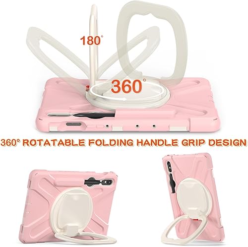 Miniatura 3 de Funda de rotación 360 para Samsung Galaxy Tab S9 de 11 pulgadas, funda resistente con anillo giratorio, soporte para hombro, correa de mano,