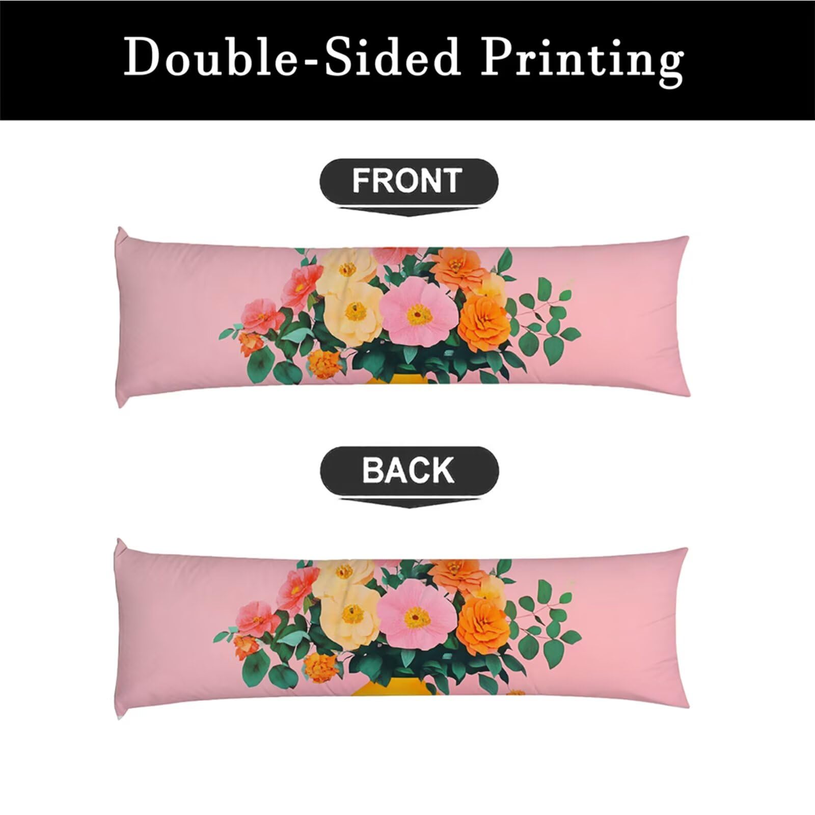 Federe Cuscini Divano Lungo 60 x 160 cm in Velluto Morbido, Rosa Cuscini per Divano con Cerniera a Scomparsa, Decorativo Federa per Cuscino Grande per Soggiorno Camera da Letto, Fiori 1 Pezzo f0-426