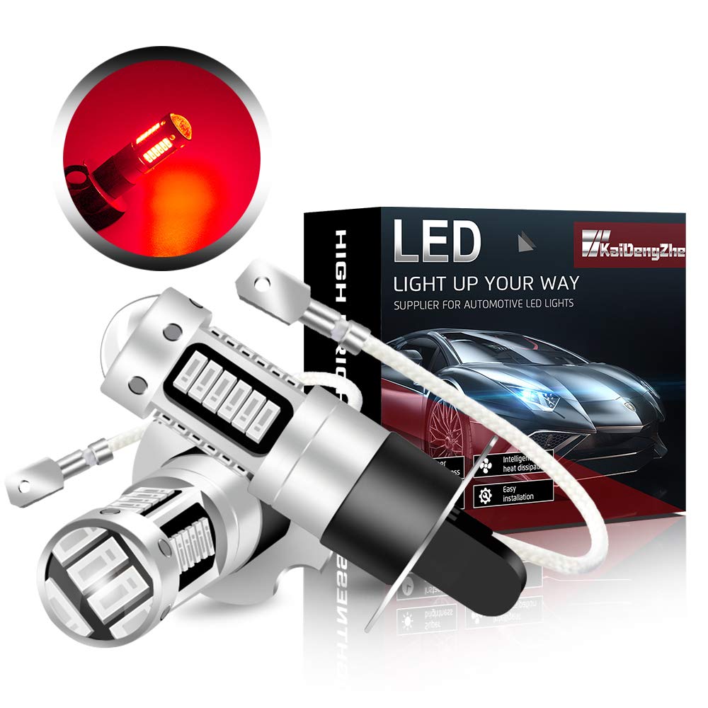 KaiDengZhe Super Bright Red H3 LED Fog Light Bulbs H3 High Power 30-4014SMD Bulbs Auto Fog Lamp Replacement DC 12V 2PCS