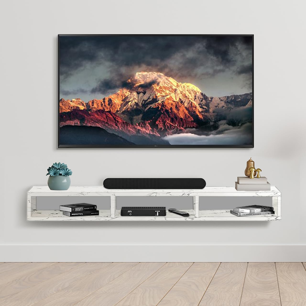 Torche Wooden Wall Mounted TV Unit, TV Cabinet for Wall, TV Stand for Wall, TV Stand Unit Wall Shelf for Living Room, Set Top Box Stand (Big Italian-Glider TV)