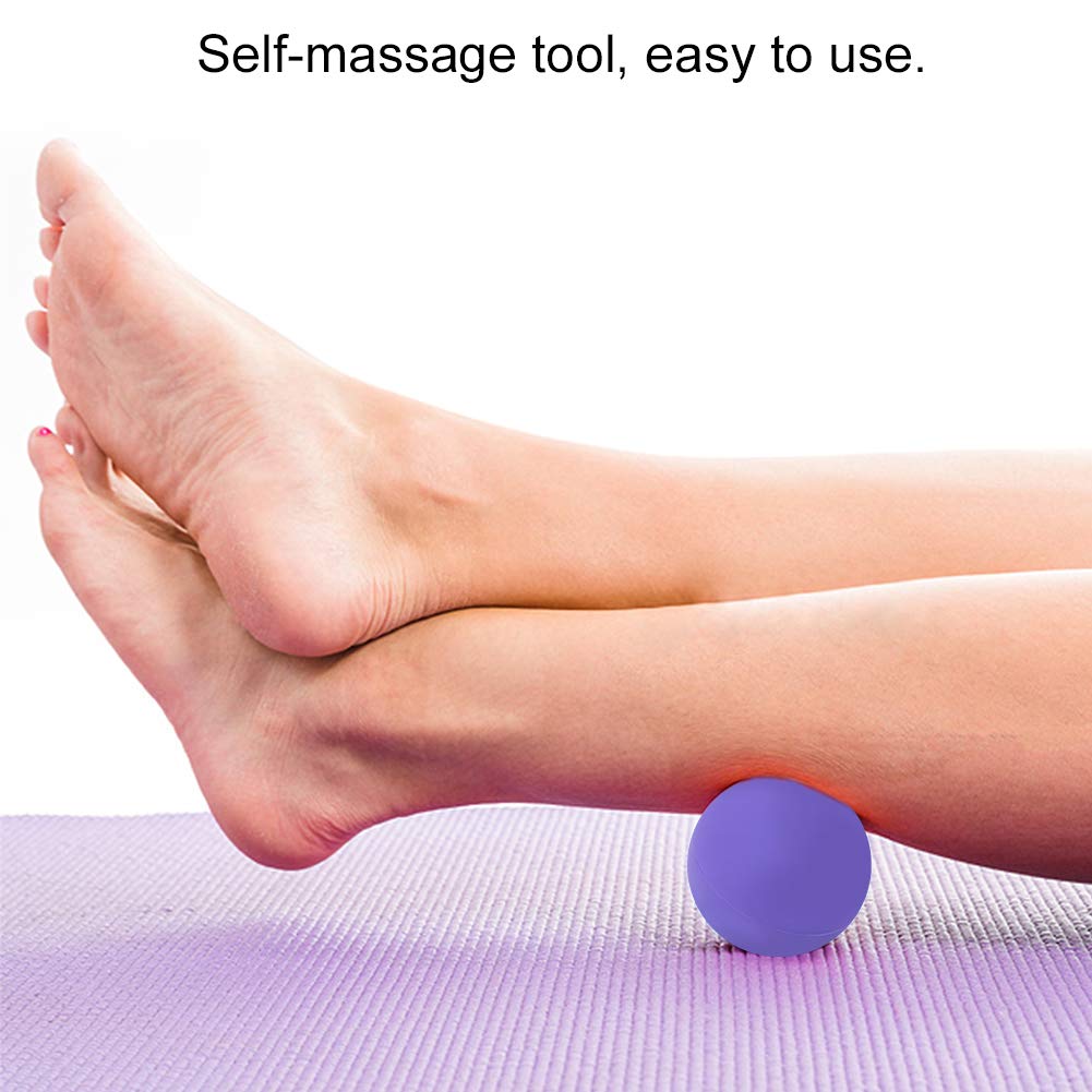 2 bolas de masaje, pelota de yoga de silicona para fitness, pelota de relajación para mano, suela, masaje, bolas masajeadoras de punto de activación para yoga (morado)