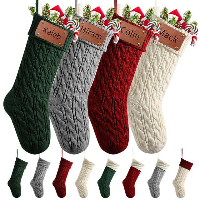 Rainsar Personalised Christmas Stockings with Names, Custom 18inch Large Xmas Santa Stockings for Family, Decoration for Fireplace Tree