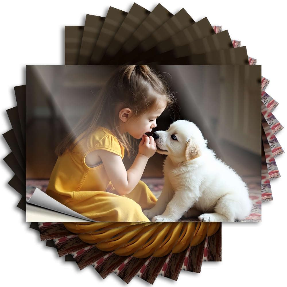 Fzfn Girls Colour Decals Must Vinyl Sticker | A In A Yellow Dress Feeding A Puppy. Neutral For Hunting Use(6X9cm)