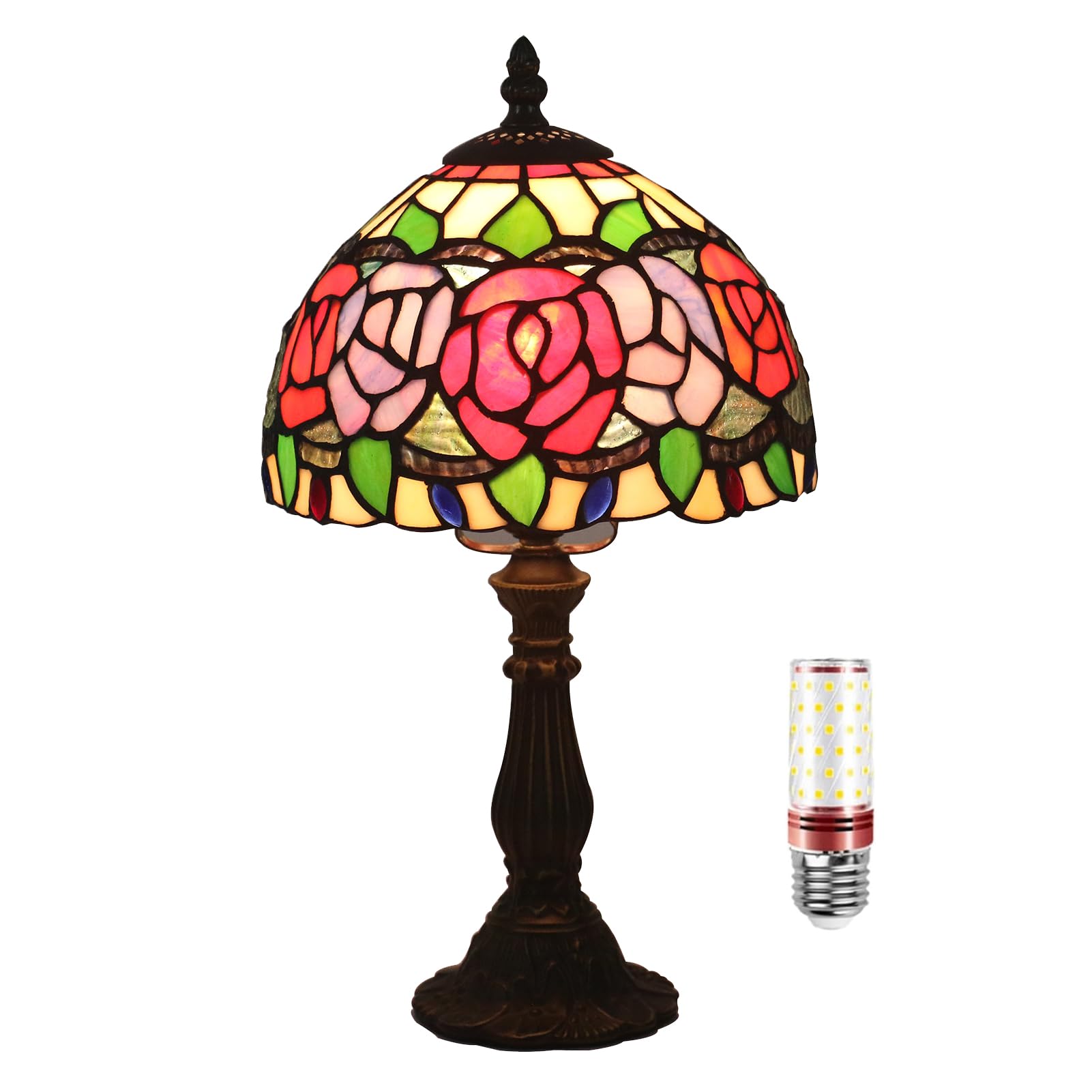 Aioneer Handmade Tiffany Style 8 Inch Stained Glass Table Lamp For Living Room And Bedroom Decorative Tiffany Lamps-D