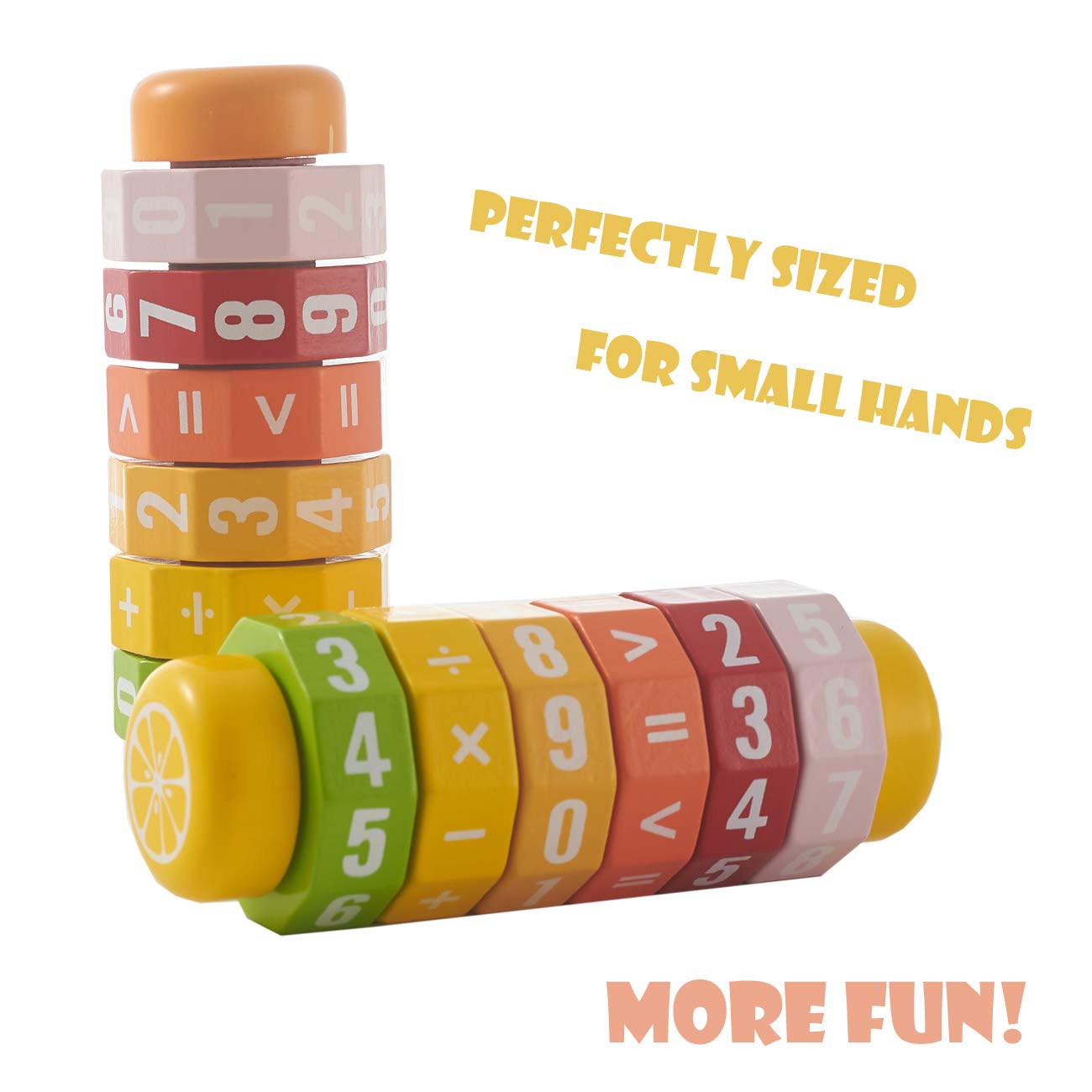 Amazon.com: RUYU 木製水果旋轉圓柱座數學數字和符號幼兒園教育數學