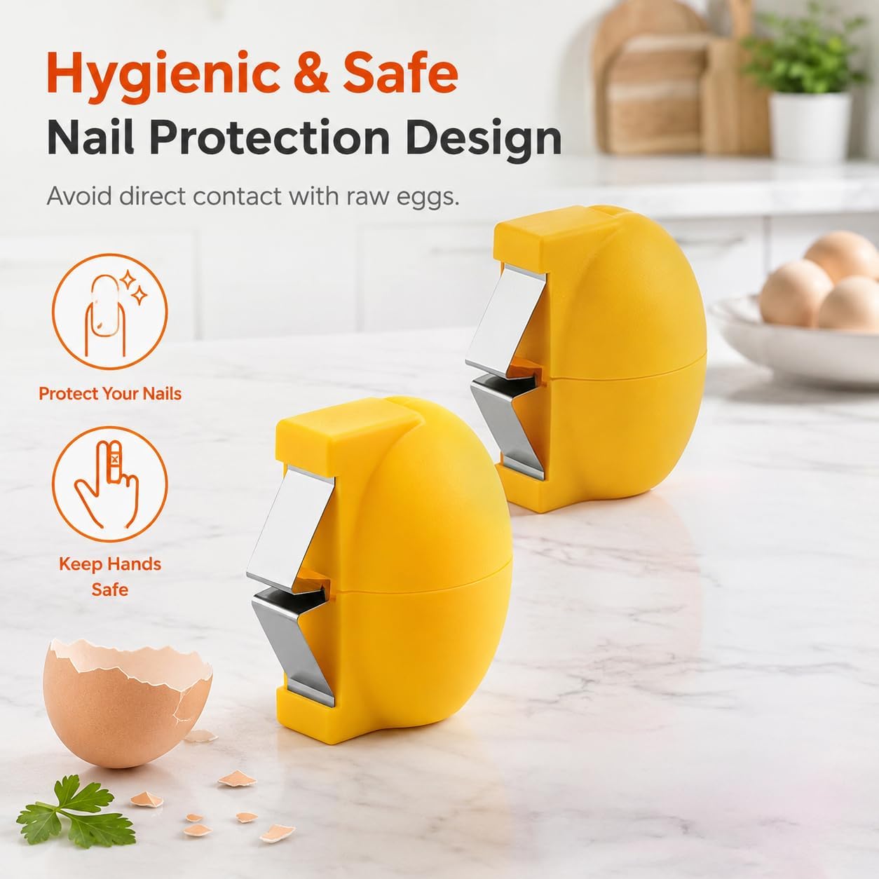 Handheld Egg Shell Opener, Eggshell Separator and Cutter, Food Grade PP Stainless Steel Egg Topper Cutter for Chicken Duck Eggs, Portable Lightweight Kitchen Gadget for Home Cooking Baking (yellow) image 5