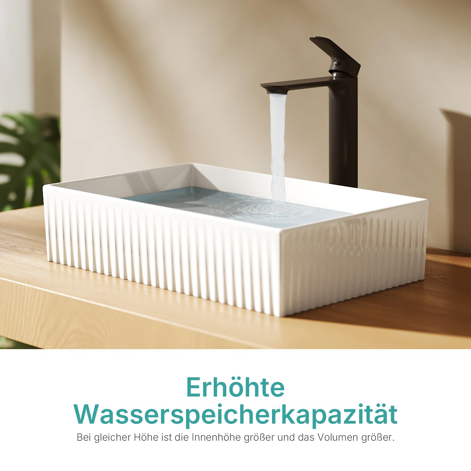 EMKE Lavabo à Poser rectangulaire 45,0 × 32,0 × 11,0 cm – Lavabo en céramique pour WC d'invités et Salle de Bain sans Trou de Robinet, Blanc (Angle Droit)