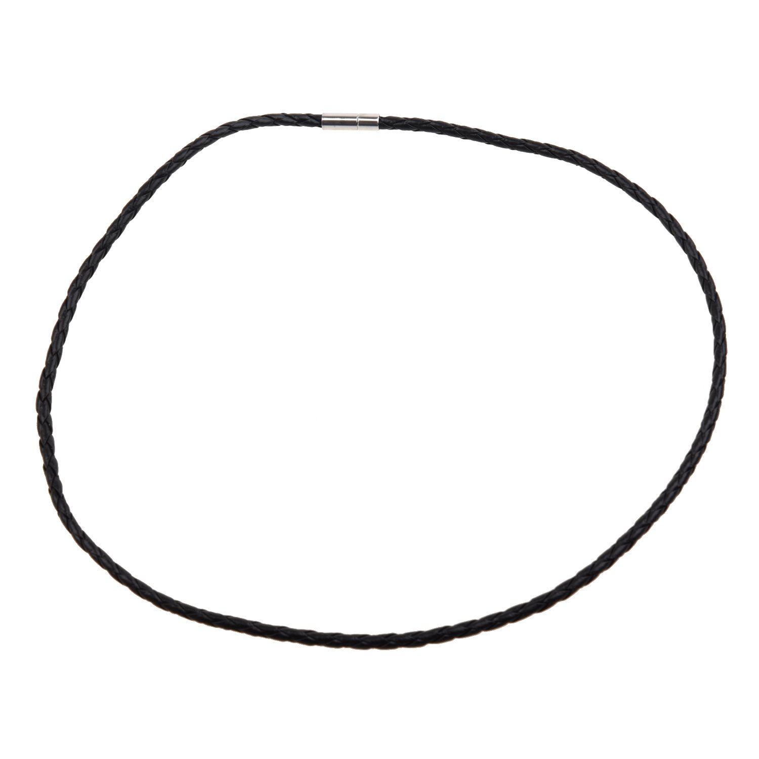 SODIAL(R) Titanium Steel Socket Inter-Buckle Style Several Spiral Wrapping Leather String Wrist Bracelet-Black