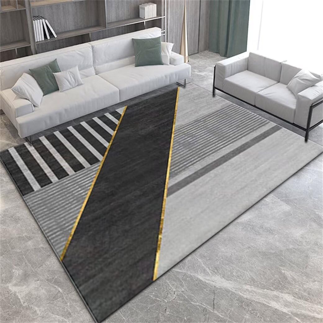 Tapis enfant gris 70x140 anti-poils et facile à nettoyer pour salon
