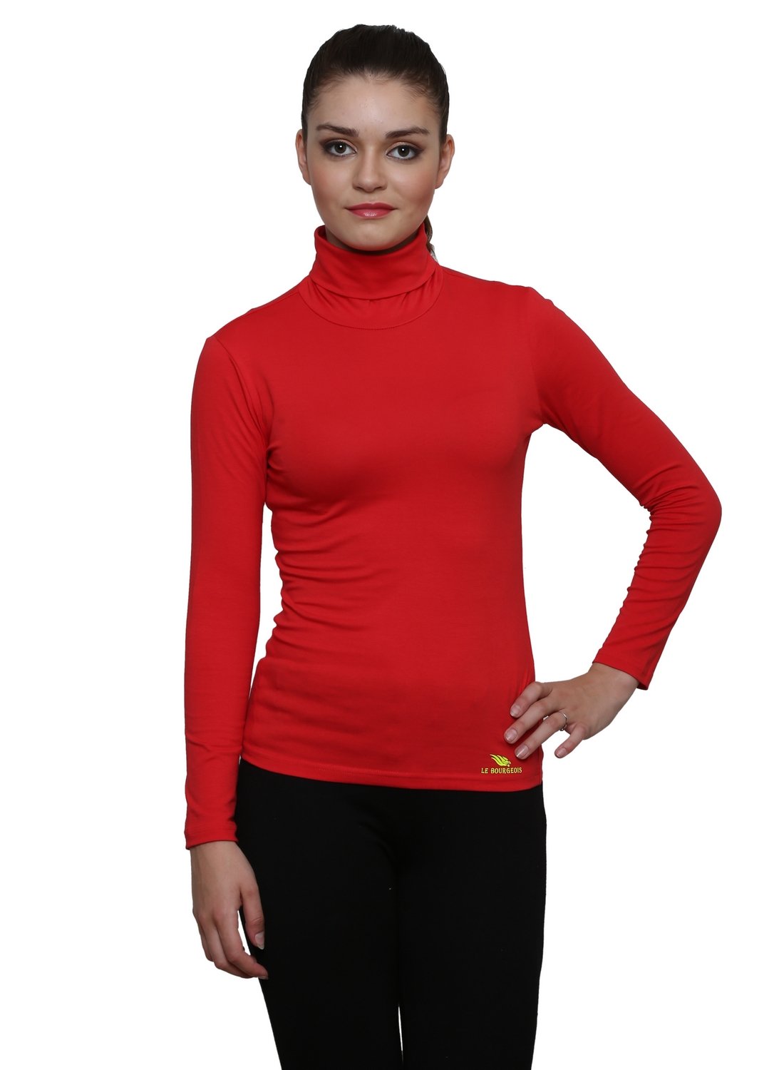 Women Slim Fit Casual Full Sleeve Highneck/Turtle-Neck Cotton Top