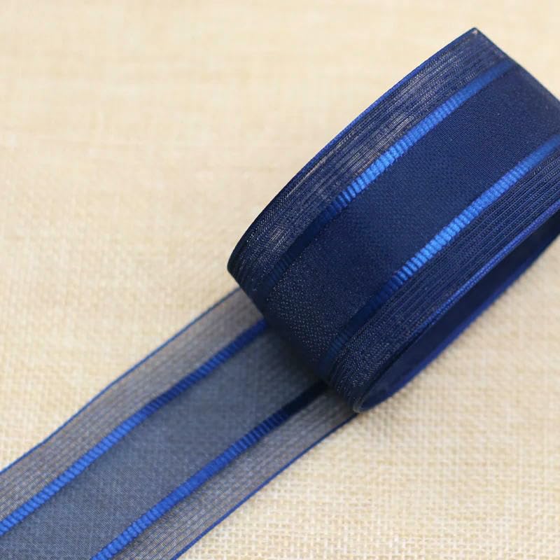 nastro bianco, Nastro in organza a righe 38 mm x 1 m multicolore(Dark blue)