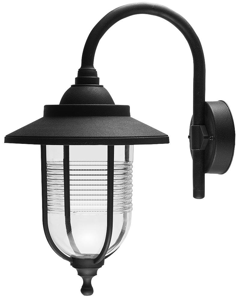 Ex-Pro Round Panel Light Outdoor Rounded Wall Mounted Light Panel Lantern, Led E27 11W, Ip44 Rated, Traditional Exterior Security Lamp, Black - 1 Pack