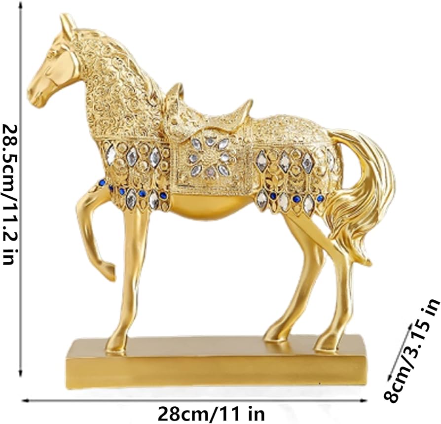 Amazon.co.jp: 金色の馬の置物像ホームデコレーション、樹脂馬の彫刻の Amazon.co.jp: 金色の馬の置物像ホームデコレーション、樹脂馬の彫刻の