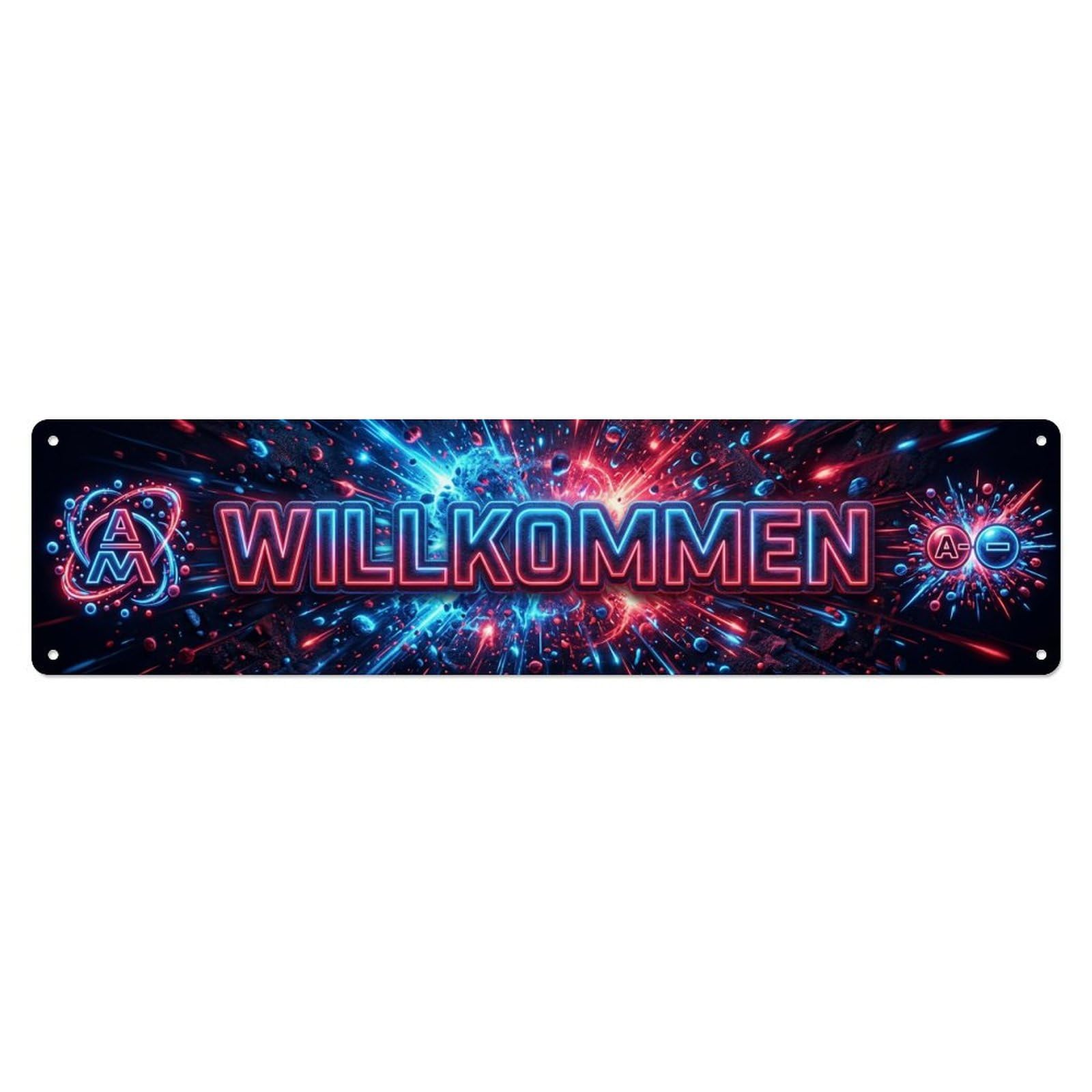 Neon Neon Antimatter Collision Welcome Metal Tin Sign