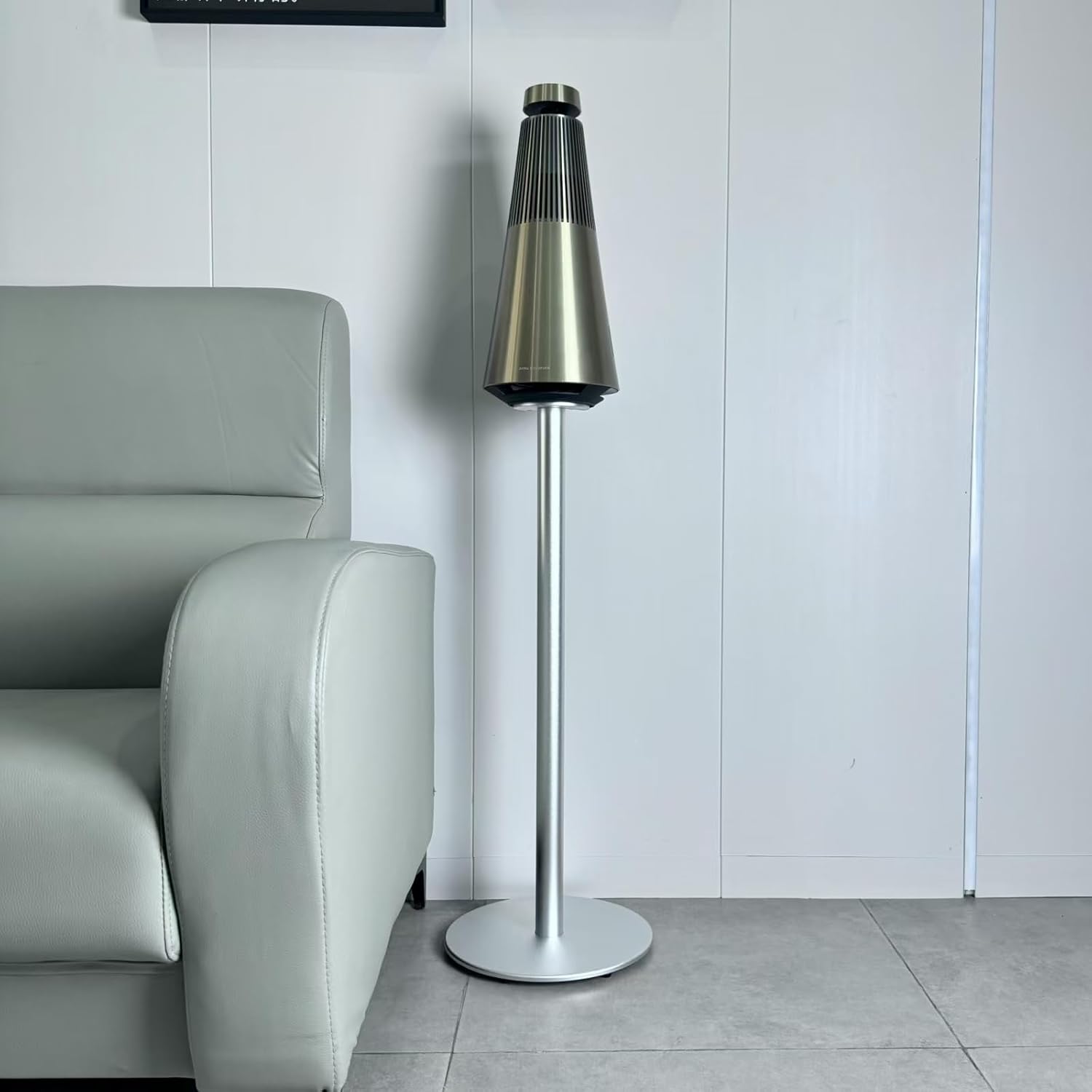Speaker Floor Stand is Compatible with Bang&Olufsen Beosound 2 (First, Second, and Third Generations), Made of Aluminum Alloy Material, with Built-in Power Cord, (Silver Single)