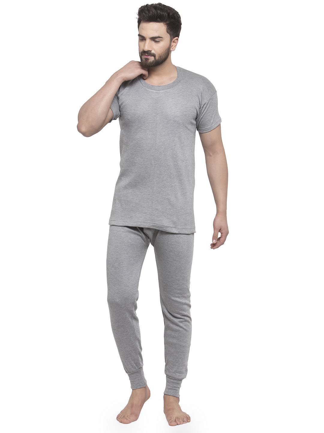 uzarus Men's Half Sleeves Thermal Set (Round Neck Vest and Trouser)-picture-29