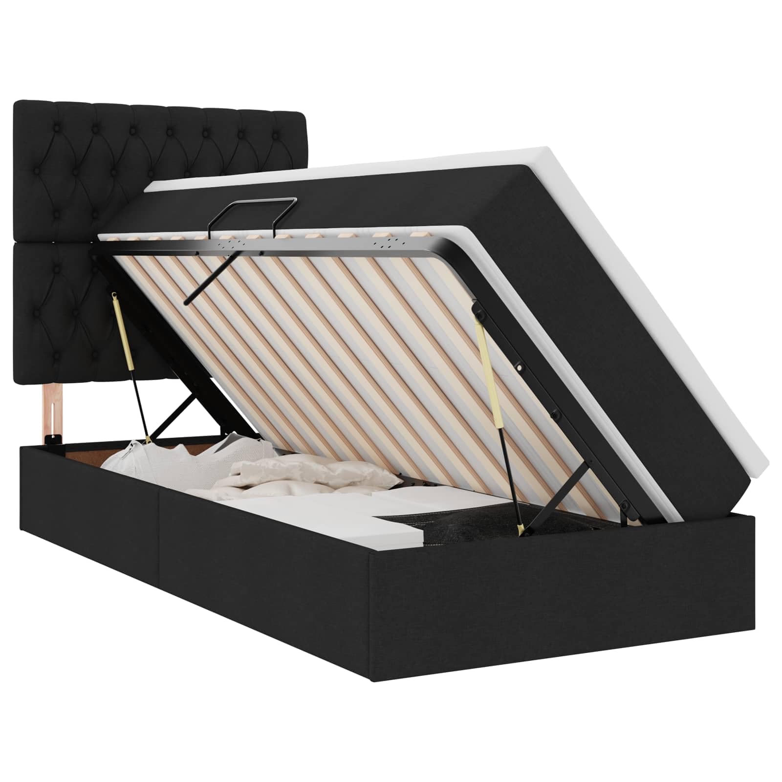 Elegante ecopelle nera con contenitore idraulico 67.11 Nero 90x200 cm