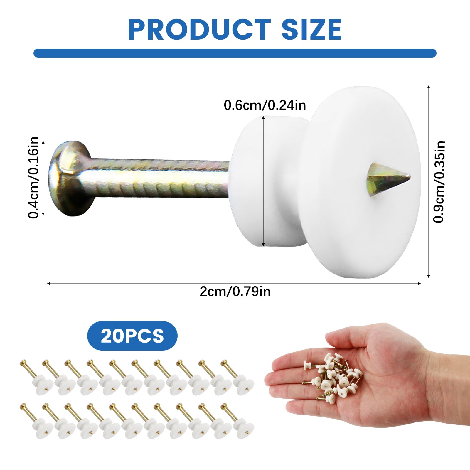 10 ganci corti di 4 x 1,9 cm, perfetti per appendere quadri, foto, orologi e vestiti (bianco) (L) | Leroy Merlin