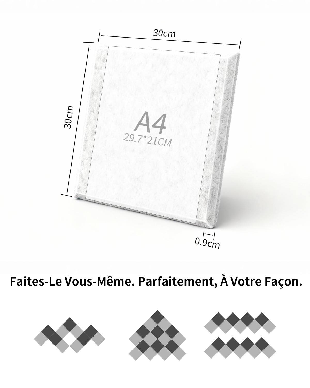 36 Pièces Panneaux Acoustiques Autocollants, Panneaux Acoustiques Absorbants Haute Densité, Traitement Acoustique et Décoration Murale pour Studio d'Enregistrement, 30x30x0.9cm, Blanc