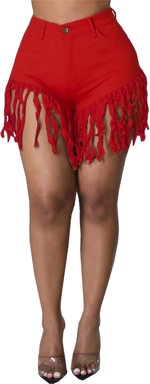 LaiyiVic Women's Denim Shorts High Waisted Frayed Raw Hem Ripped Short Jeans