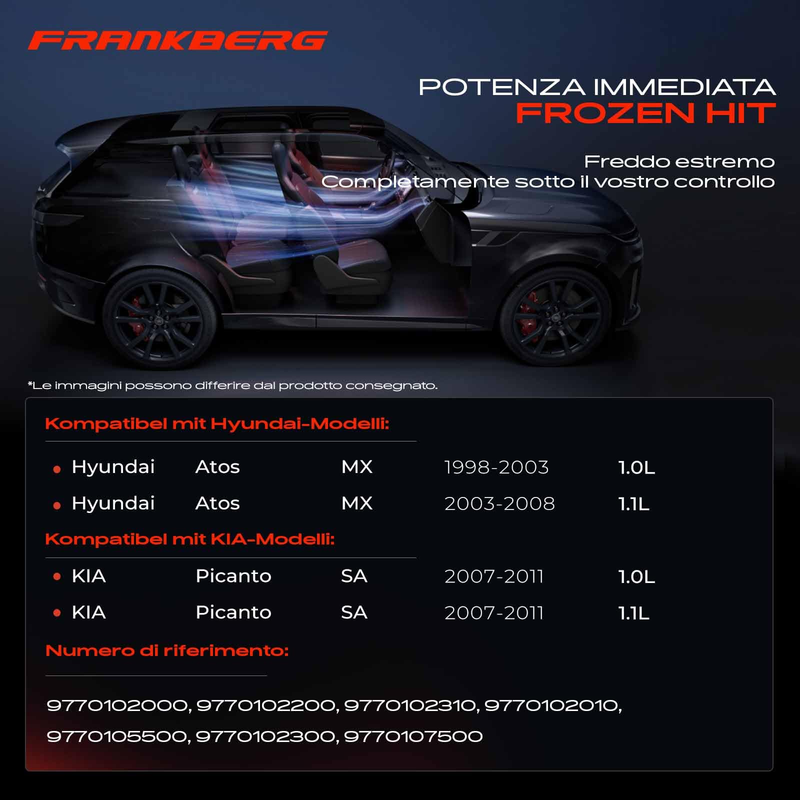 Frankberg Compressore per aria condizionata con frizione, benzina, | Compatibile con: Atos MX, Picanto SA