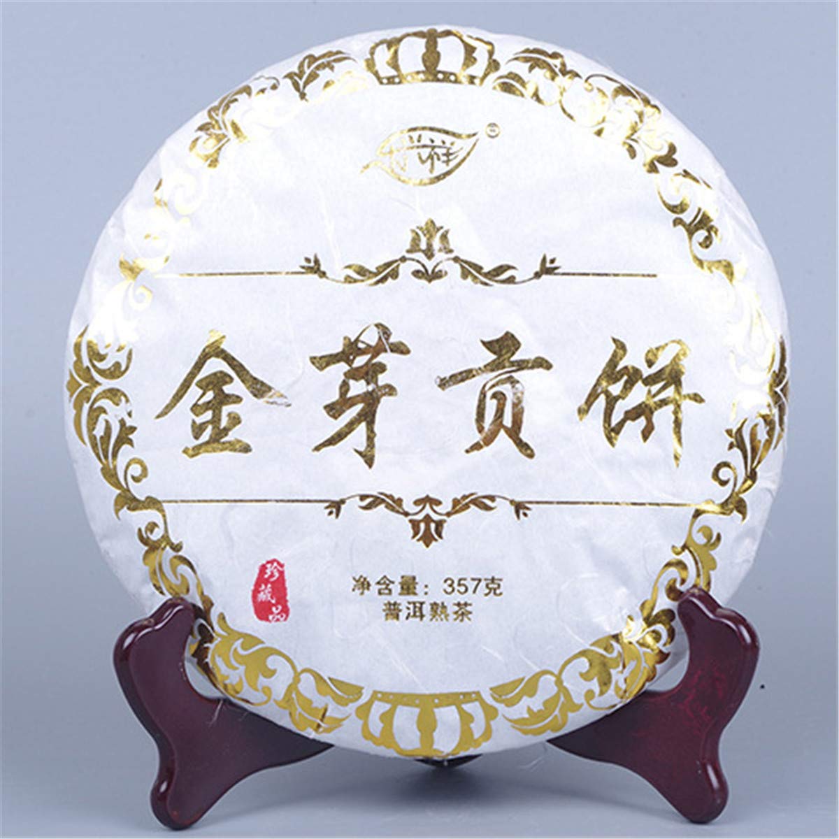 357g （0.787LB） Reifer Pu'er-Tee Alter Puer-Tee Yunnan Golden Bud Tribute Cake Puer-Tee Schwarzer Tee Gekochter Pu-Erh-Tee Pu-Erh-Tee Chinesischer Tee Gesunder Puerh-Tee Roter Tee Grüner Guter Shu Cha
