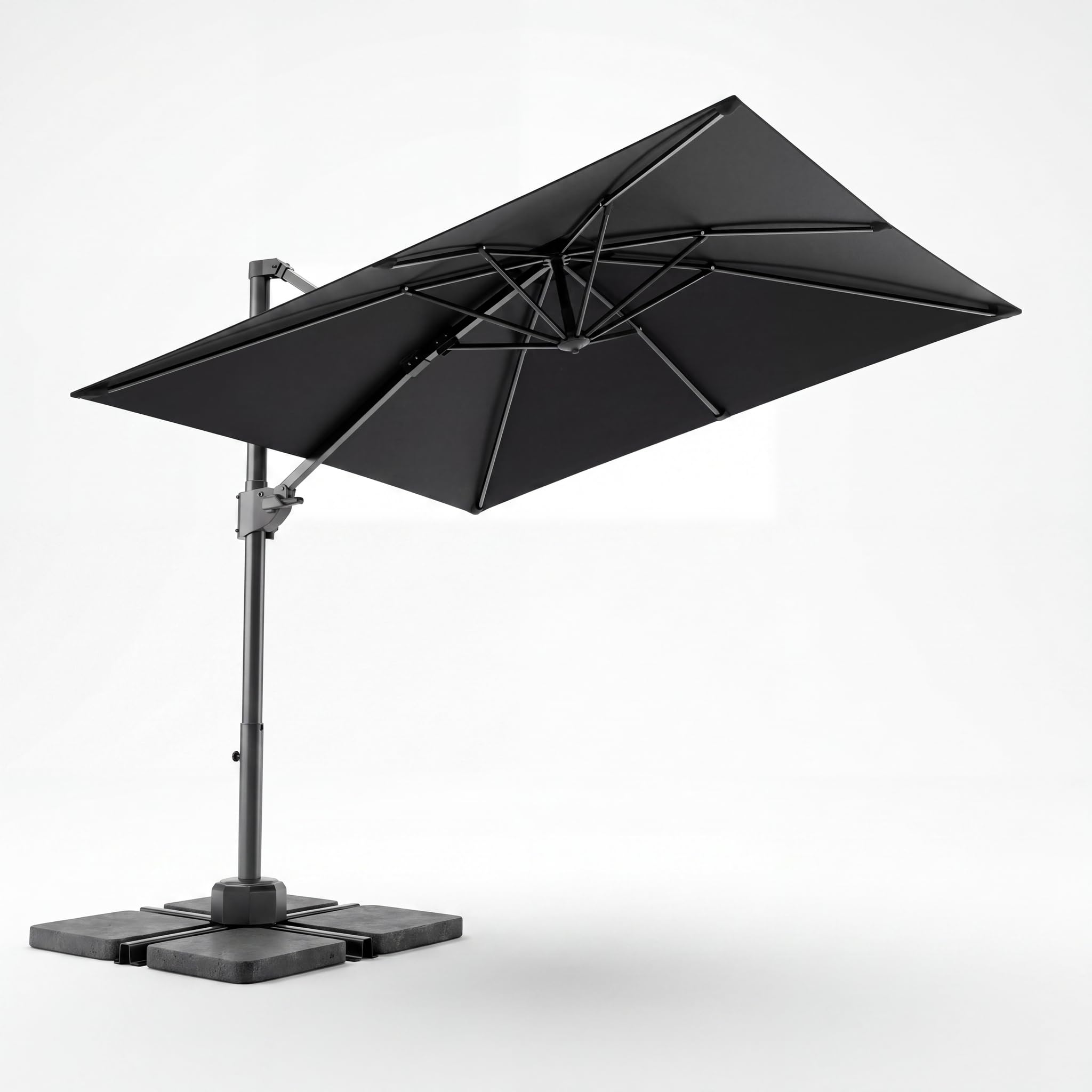 JUMMICO Parasol Déporté Carré 270×270 cm en Aluminium, Toile UPF 50+ Anti-UV, Rotation 360° & Inclinable, avec Housse de Protection pour Jardin Terrasse Balcon, Gris