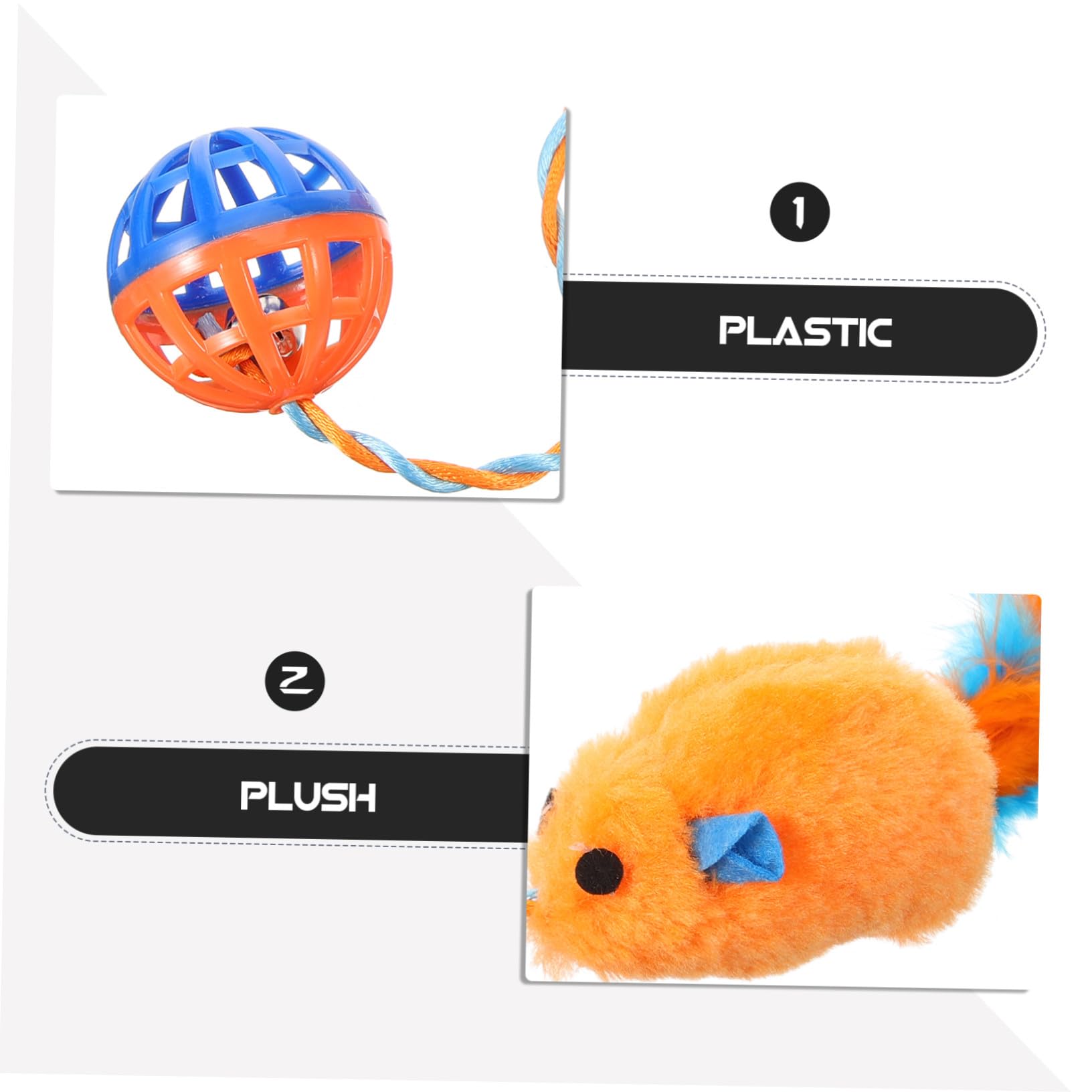 Interactif pour Chats avec Souris Peluche et Clochette Plastique à Griffer pour Chat Accessoire Exercice pour Animaux Domestiques Orange