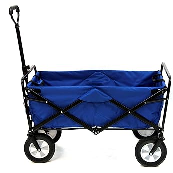 Gorilla Carts Collapsible Folding Outdoor Utility Wagon, 7 Cu Ft Oversized Bed, 150 lb Load Rating, Black – Foldable Rolling Cart w/ Pockets & Cup Holders for Beach, Camping, Sports or Picnic